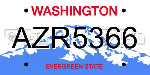 AZR5366 Washington License Plate