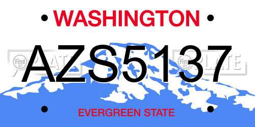AZS5137 Washington License Plate