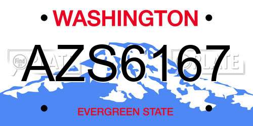 AZS6167 Washington License Plate