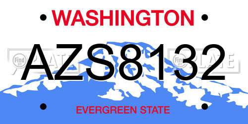 AZS8132 Washington License Plate