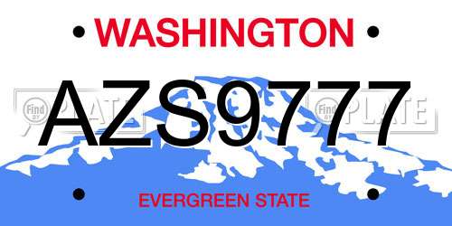 AZS9777 Washington License Plate