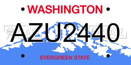 AZU2440 Washington License Plate