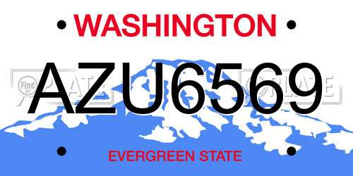 AZU6569 Washington License Plate
