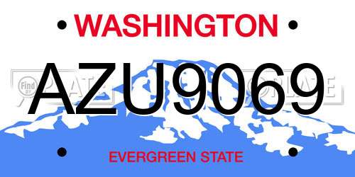 AZU9069 Washington License Plate