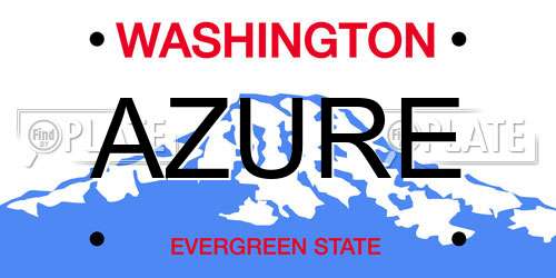 AZURE Washington License Plate