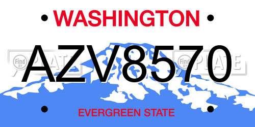 AZV8570 Washington License Plate