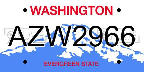 AZW2966 Washington License Plate