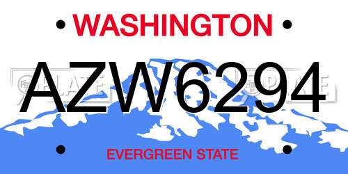 AZW6294 Washington License Plate