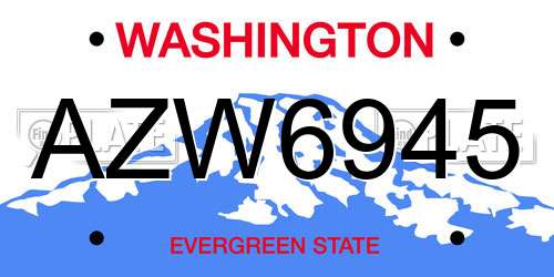 AZW6945 Washington License Plate