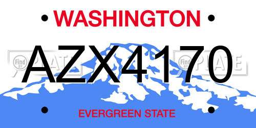 AZX4170 Washington License Plate