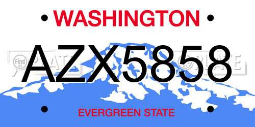 AZX5858 Washington License Plate