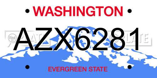 AZX6281 Washington License Plate