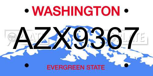 AZX9367 Washington License Plate