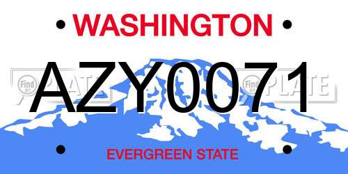 AZY0071 Washington License Plate