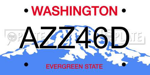 AZZ46D Washington License Plate