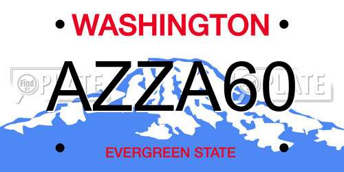 AZZA60 Washington License Plate