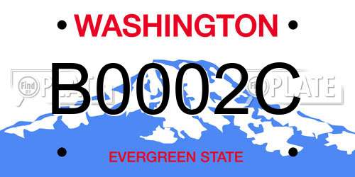 B0002C Washington License Plate