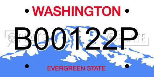B00122P Washington License Plate