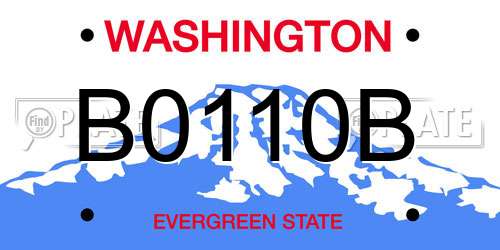 B0110B Washington License Plate