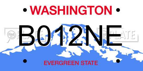 B012NE Washington License Plate
