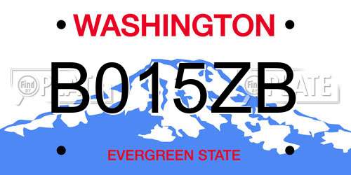 B015ZB Washington License Plate