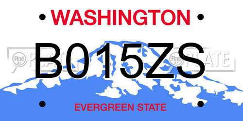B015ZS Washington License Plate