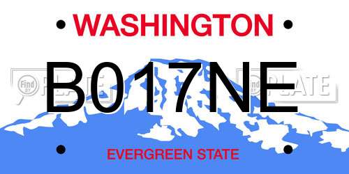 B017NE Washington License Plate