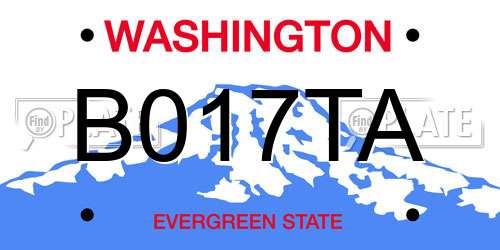 B017TA Washington License Plate