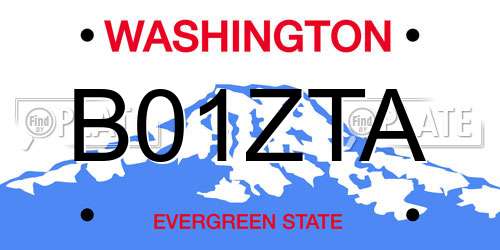 B01ZTA Washington License Plate