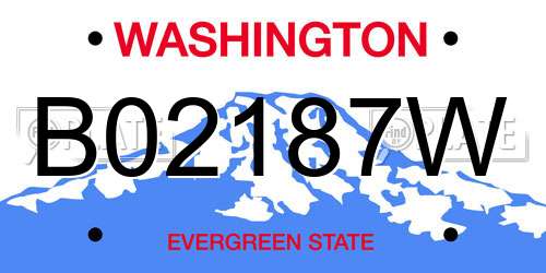 B02187W Washington License Plate