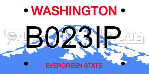 B023IP Washington License Plate