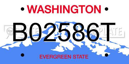 B02586T Washington License Plate