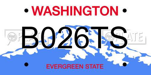 B026TS Washington License Plate