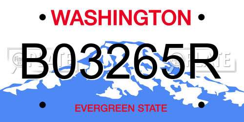 B03265R Washington License Plate