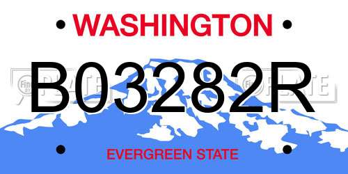 B03282R Washington License Plate