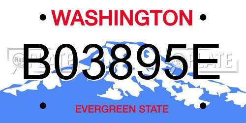 B03895E Washington License Plate