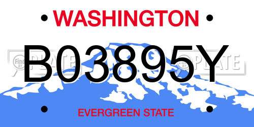 B03895Y Washington License Plate