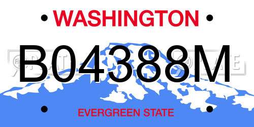 B04388M Washington License Plate