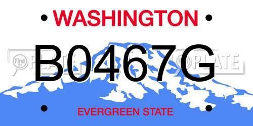 B0467G Washington License Plate