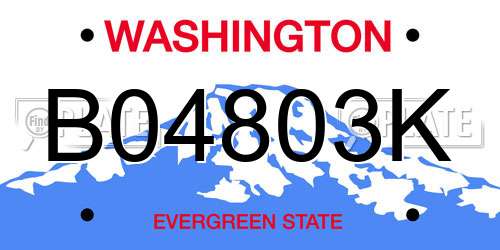 B04803K Washington License Plate