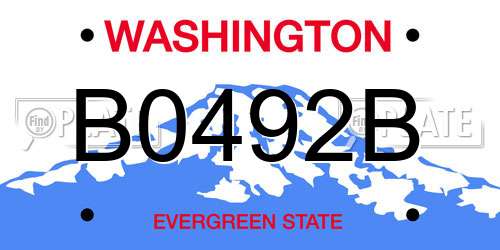 B0492B Washington License Plate
