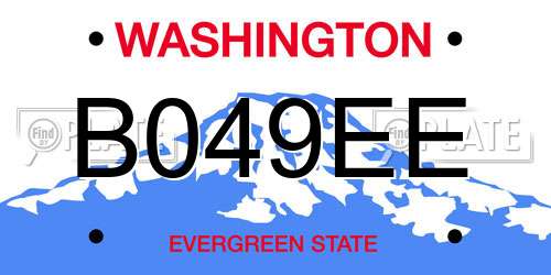 B049EE Washington License Plate