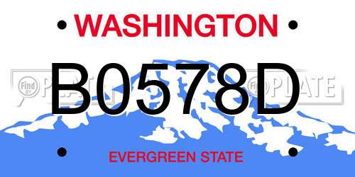 B0578D Washington License Plate
