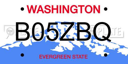 B05ZBQ Washington License Plate