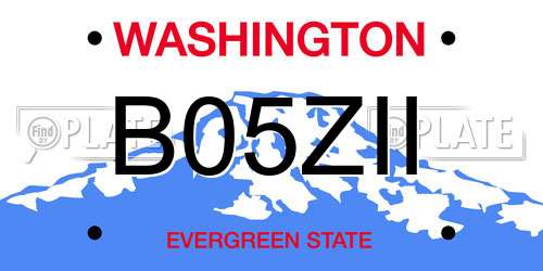 B05ZII Washington License Plate