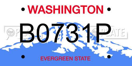 B0731P Washington License Plate