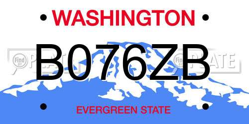 B076ZB Washington License Plate