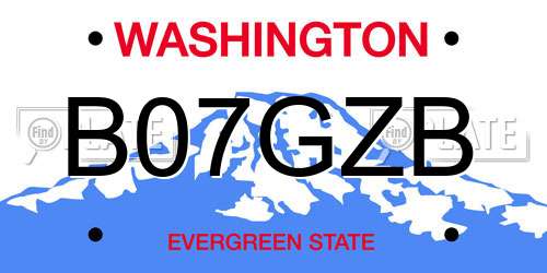 B07GZB Washington License Plate