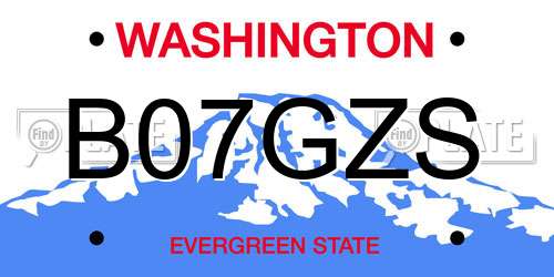 B07GZS Washington License Plate