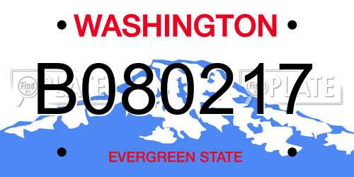 B080217 Washington License Plate